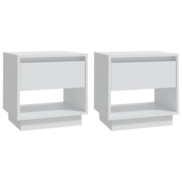 Mesitas de noche 2 uds madera contrachapada blanco 45x34x44 cm M 2