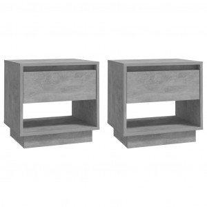 Mesas cabeceira 2pcs 45x34x44cm derivados madeira cinza-cimento H