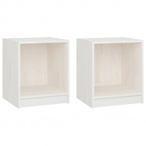 Mesita de noche 2 uds madera de pino blanco 35.5x33.5x41.5 cm H