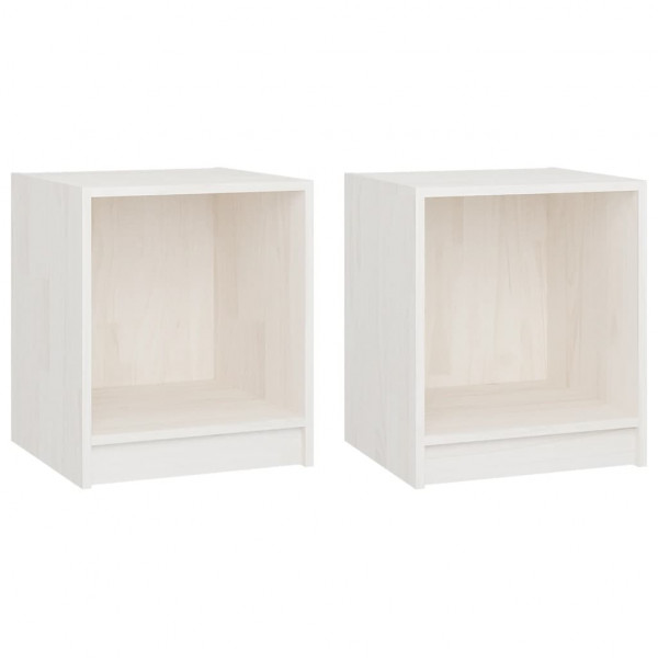 Mesas de cabeceira 2 pcs 35.5x33.5x41.5 cm pinho maciço branco M 2