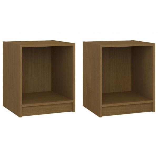 Mesita noche 2 uds madera pino marrón miel 35.5x33.5x41.5cm M 2