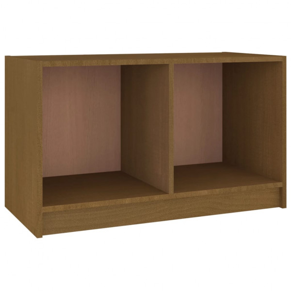 Mueble de TV de madera maciza de pino marrón miel 70x33x42 cm M 2
