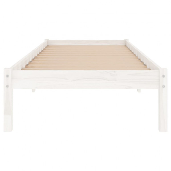 Estructura de cama madera maciza individual blanco 75x190 cm M 4