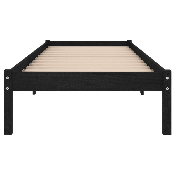 Estrutura cama pequena solteiro 75x190 cm madeira maciça preto M 4