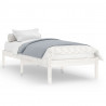 Estrutura de cama solteiro 90x190 cm madeira maciça branco 2