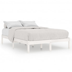 Estructura de cama de madera maciza blanca 135x190 cm H