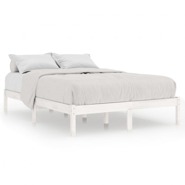 Estructura de cama de madera maciza blanca 135x190 cm M 2