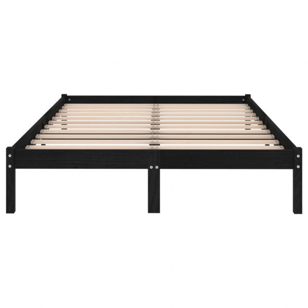 Estrutura de cama casal 135x190 cm madeira maciça preto M 4
