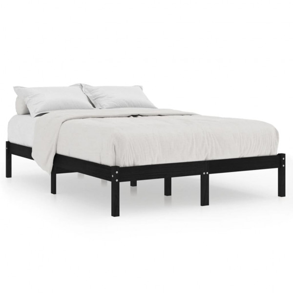 Estrutura de cama 140x190 cm pinho maciço preto M 2