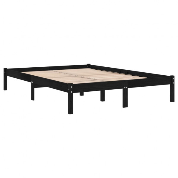 Estructura de cama de madera maciza de pino negra 140x190 cm M 3
