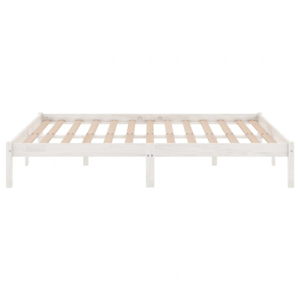 Estructura de cama madera maciza blanca King Size 150x200 cm M 5