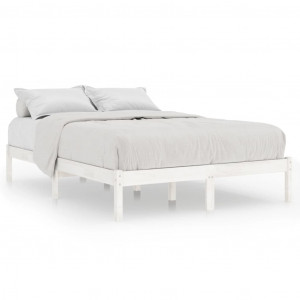 Estructura de cama de madera maciza de pino blanca 160x200 cm H