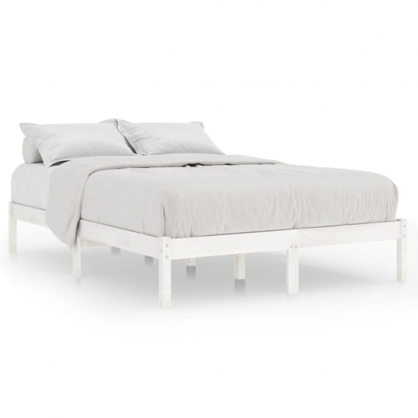 Estructura de cama de madera maciza de pino blanca 160x200 cm M 2