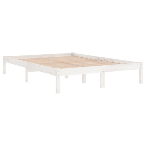 Estructura de cama de madera maciza de pino blanca 160x200 cm M 3