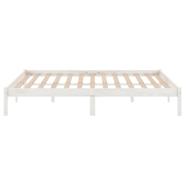 Estructura de cama de madera maciza de pino blanca 200x200 cm M 5