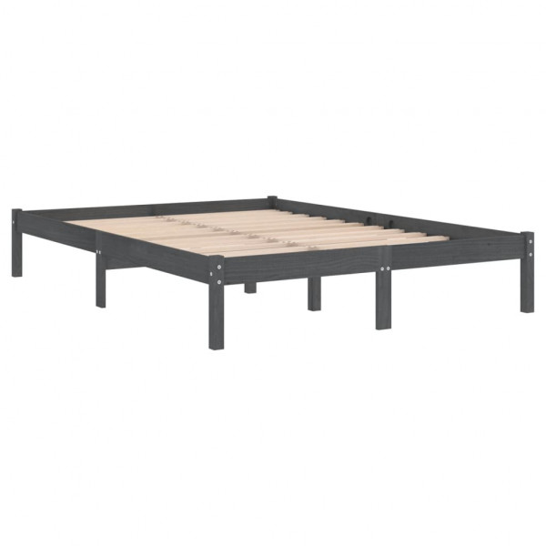 Estructura de cama madera maciza de pino gris 200x200 cm M 3