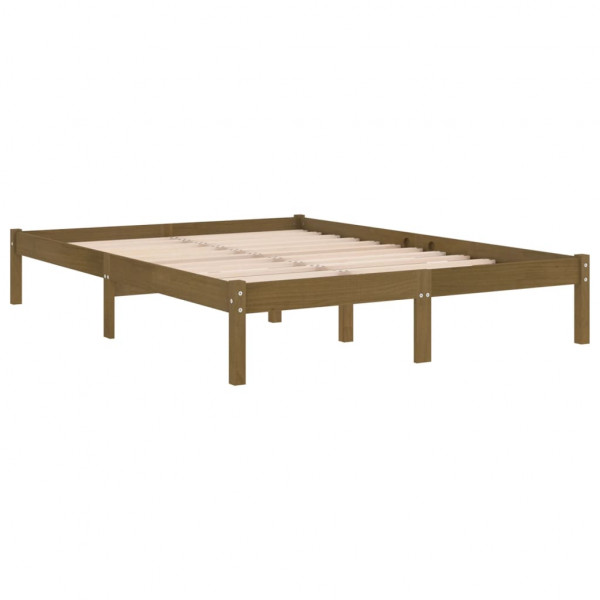 Estructura de cama madera maciza pino marrón miel 200x200 cm M 3