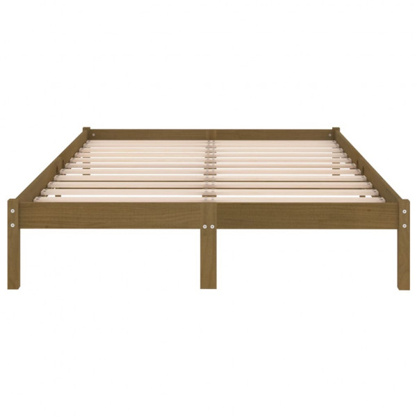 Estructura de cama madera maciza pino marrón miel 200x200 cm M 4