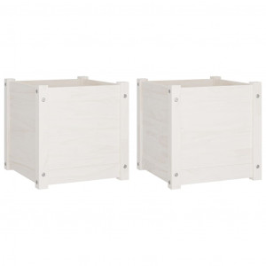 Jardineras 2 uds madera maciza de pino blanco 40x40x40 cm H