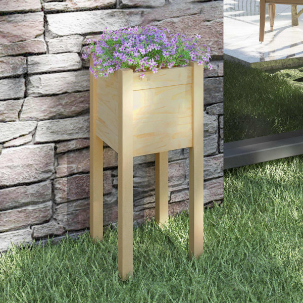 Jardinera de madera maciza de pino 31x31x70 cm D