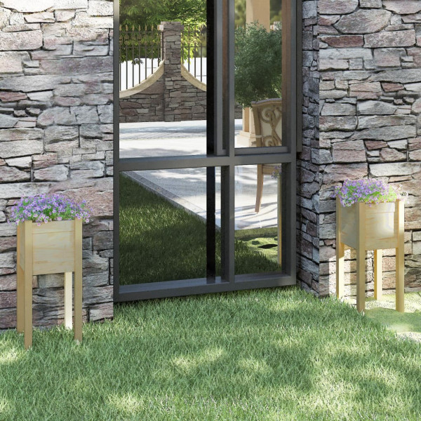 Jardineras 2 uds madera maciza de pino 31x31x70 cm D