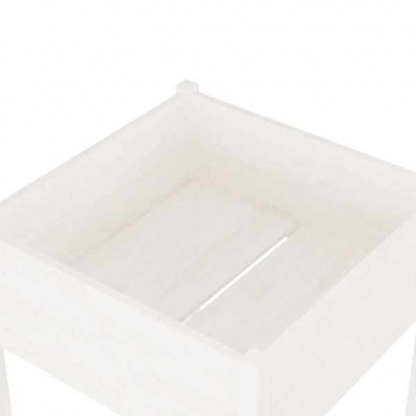 Vaso de jardim 70x70x70 cm madeira de pinho maciça branco M 5