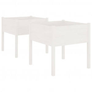 Vaso/floreira de jardim 2 pcs 70x70x70 cm pinho maciço branco H