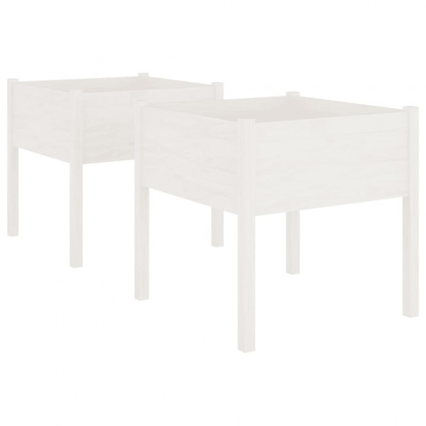 Vaso/floreira de jardim 2 pcs 70x70x70 cm pinho maciço branco M 2