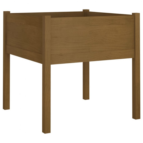 Jardinera de madera maciza de pino marrón miel 70x70x70 cm M 2