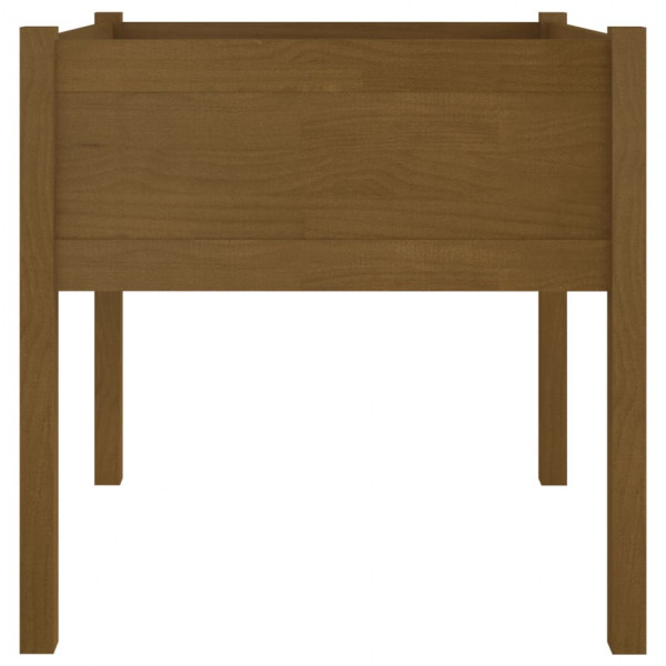 Jardinera de madera maciza de pino marrón miel 70x70x70 cm M 4
