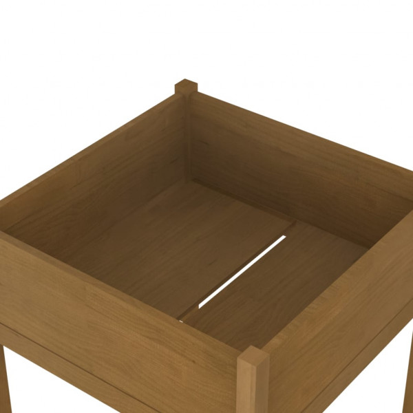 Jardinera de madera maciza de pino marrón miel 70x70x70 cm M 5
