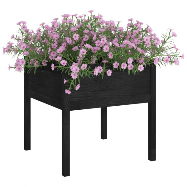Vaso/floreira de jardim 2 pcs 70x70x70 cm pinho maciço preto M 3