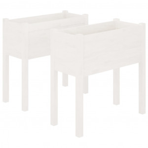 Vasos/floreiras de jardim 2 pcs 70x31x70 cm pinho maciço branco H