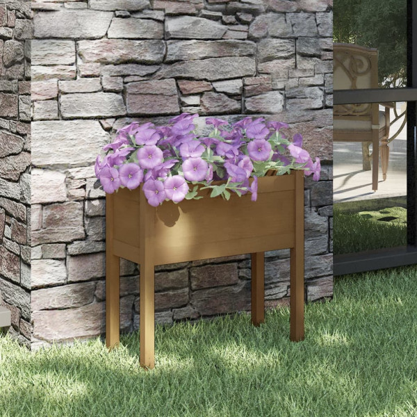 Jardinera de madera maciza de pino marrón miel 70x31x70 cm D