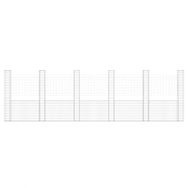 Cesta de gaviones forma de U 6 postes de hierro 620x20x200 cm M 3