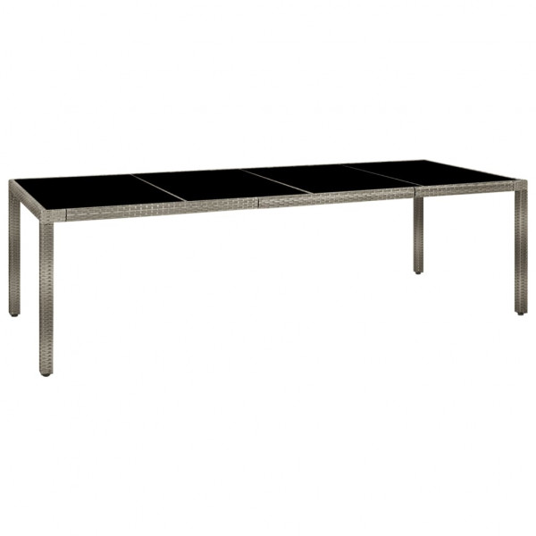 Mesa de jardín de vidrio templado ratán PE gris 250x100x75 cm D