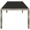 Mesa de jardín de vidrio templado ratán PE gris 250x100x75 cm 3