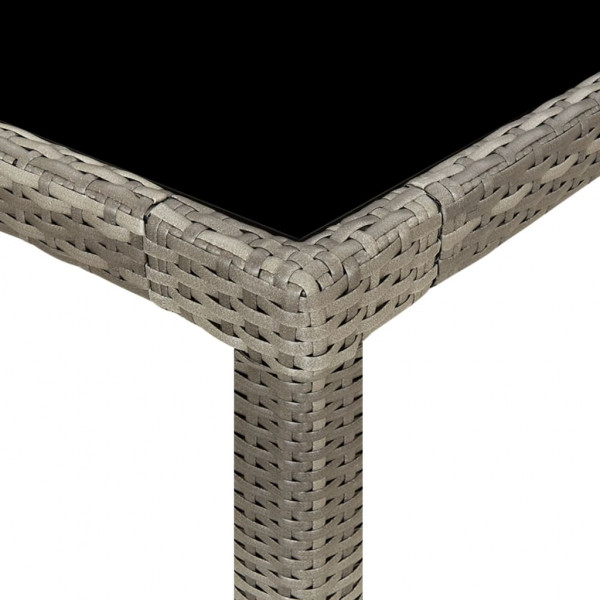 Mesa de jardín de vidrio templado ratán PE gris 250x100x75 cm M 4