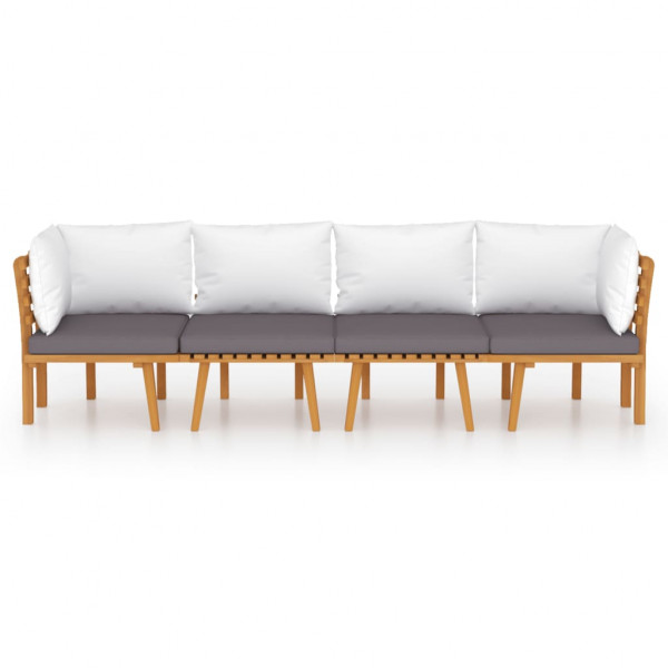4 pcs conjunto lounge de jardim c/ almofadões acácia maciça M 3