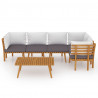 6 pcs conjunto lounge de jardim c/ almofadões acácia maciça 3