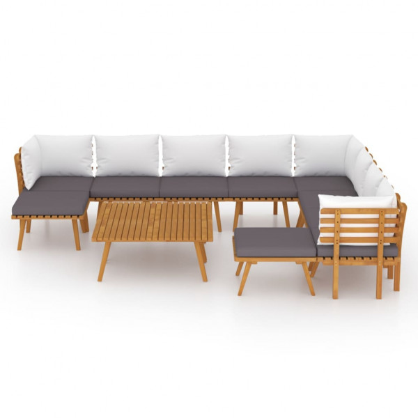 12 pcs conjunto lounge de jardim c/ almofadões acácia maciça M 3