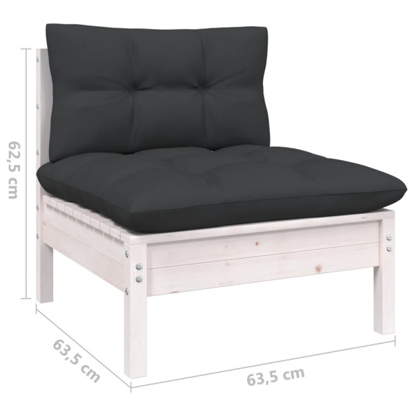 4 pcs conj. lounge de jardim com almofadões antracite pinho M 5