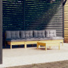 Juego de muebles de jardín 5 pzas y cojines madera pino gris 1