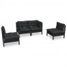 4 pcs conjunto lounge jardim c/ almofadões pinho maciço 2