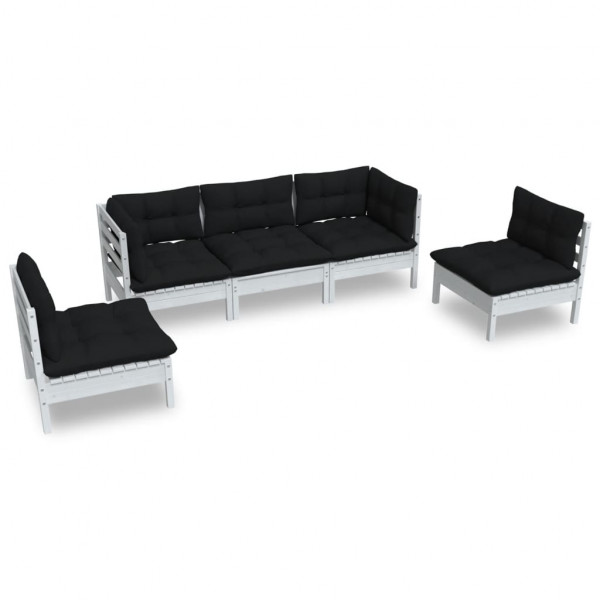 Muebles de jardín 5 pzas con cojines madera maciza de pino M 2