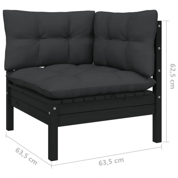 8 pcs conjunto lounge de jardim c/ almofadões pinho maciço M 5