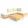 5 pcs conjunto lounge jardim c/ almofadões cor creme pinho 2