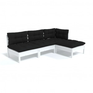 4 pcs conjunto lounge de jardim c/ almofadões pinho branco H