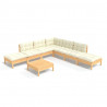 8 pcs conjunto lounge jardim c/ almofadões cor creme pinho 2