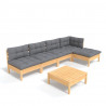 6 pcs conjunto lounge de jardim c/ almofadões cinzentos pinho 2